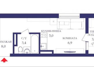 Продажа квартиры студии, 26.5 м2, Красноярск, Кировский район, Апрельская улица, 9А