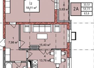 Продается 2-ком. квартира, 63.6 м2, Грозный, улица Мамсурова, 1