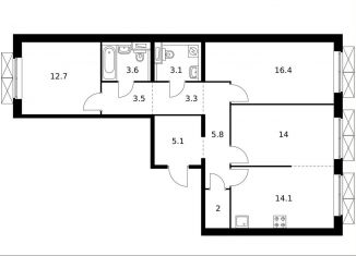 Продам 3-комнатную квартиру, 83.3 м2, рабочий посёлок Боброво, Лесная улица, 16к1