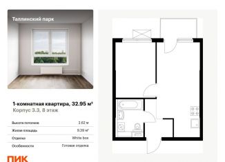 Продаю 1-ком. квартиру, 33 м2, городской посёлок Новоселье, жилой комплекс Таллинский Парк, 3.1