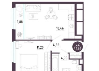 Продается 1-комнатная квартира, 41.6 м2, Рязанская область