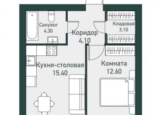 Продаю однокомнатную квартиру, 40.6 м2, посёлок Западный