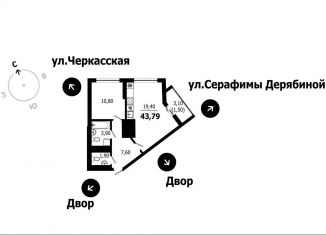 Продаю 1-комнатную квартиру, 43.8 м2, Екатеринбург, Верх-Исетский район