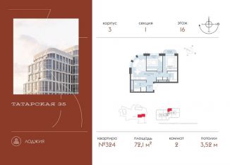 Продажа 2-ком. квартиры, 72.1 м2, Москва, Большая Татарская улица, 35с4, метро Новокузнецкая