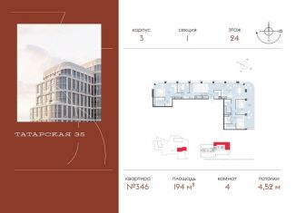 Продается 4-комнатная квартира, 194 м2, Москва, Большая Татарская улица, 35с4