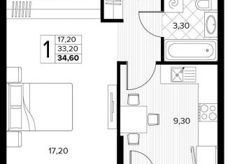 Продаю однокомнатную квартиру, 34.6 м2, Краснодарский край