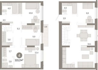 Продается четырехкомнатная квартира, 113.3 м2, Тюмень, Краснооктябрьская улица, 4к3