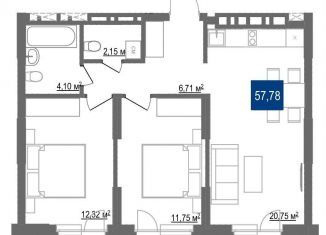 Трехкомнатная квартира на продажу, 57.8 м2, Новосибирск, ЖК Чкалов