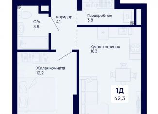 Продаю 1-комнатную квартиру, 42.3 м2, Екатеринбург, метро Уральская