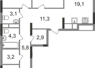 Продается 3-ком. квартира, 90 м2, Москва, 2-я Боровская улица, 1