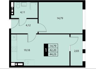 Продам 1-комнатную квартиру, 44.2 м2, городской округ Алушта