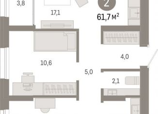 Продается 2-ком. квартира, 61.7 м2, Тюмень