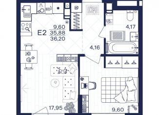 Продажа 1-комнатной квартиры, 36.2 м2, Тула