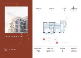 Продам 4-ком. квартиру, 150.8 м2, Москва, Большая Татарская улица, 35с6