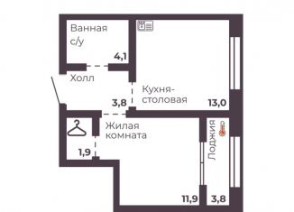 Продается 1-ком. квартира, 34.7 м2, Челябинск, Тракторозаводский район