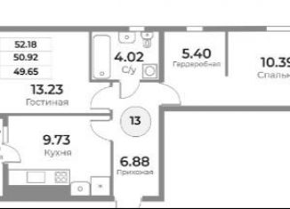 Продам двухкомнатную квартиру, 50.9 м2, Калининград