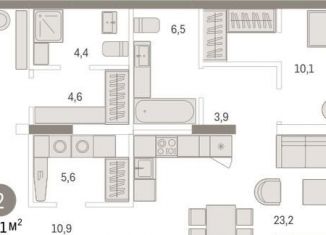 Продается 2-комнатная квартира, 110.1 м2, Тюмень, Ленинский округ