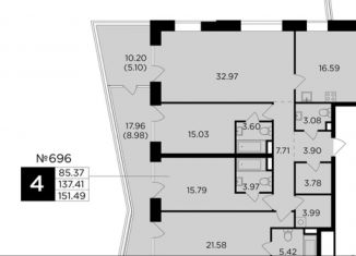 Четырехкомнатная квартира на продажу, 151.5 м2, Москва, жилой комплекс Форивер, 5, ЖК Форивер
