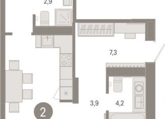 Продается 2-комнатная квартира, 70.9 м2, Тюменская область, Краснооктябрьская улица, 4к3