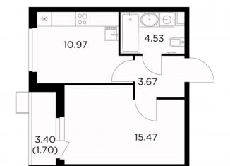 Продаю 1-комнатную квартиру, 36.3 м2, Московская область