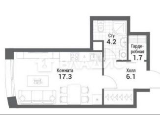 Продам квартиру студию, 29.3 м2, Москва, жилой комплекс Нагатино Ай-Ленд, к1, ЖК Нагатино Ай-Ленд