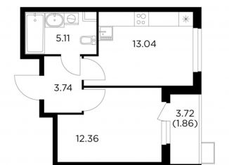 Продается 1-комнатная квартира, 36.1 м2, Московская область