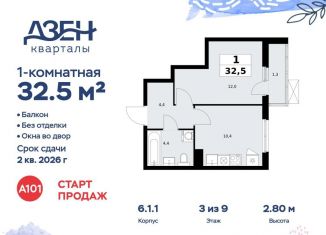 Продажа однокомнатной квартиры, 32.5 м2, ДСК Актер, ДСК Актер, 6с1