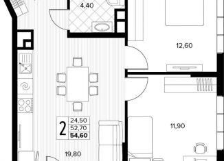 Продажа 2-комнатной квартиры, 54.6 м2, село Сукко