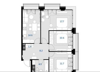 Продажа трехкомнатной квартиры, 78.4 м2, Москва, ЖК Веллтон Голд