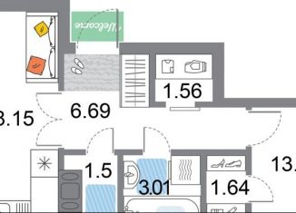 Продаю однокомнатную квартиру, 48.3 м2, Санкт-Петербург, ЖК Модум