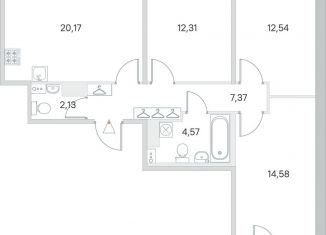 Продам трехкомнатную квартиру, 74.7 м2, посёлок Стрельна, ЖК Любоград