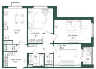 Продажа трехкомнатной квартиры, 78.8 м2, Москва, ЖК Зелёная Вертикаль, Варшавское шоссе, 170Ек7