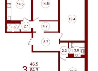 Продам 3-комнатную квартиру, 87 м2, хутор Ветряк, Выборская улица, 12