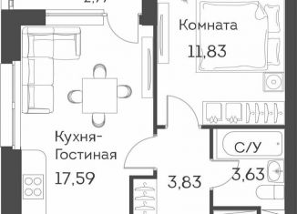 Двухкомнатная квартира на продажу, 38.3 м2, Москва, ЖК Аквилон Бисайд