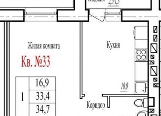 Продам однокомнатную квартиру, 32.8 м2, поселок городского типа Стройкерамика, улица Веры Ершовой, 20с2