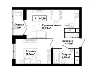 Продается 1-комнатная квартира, 40.4 м2, Тула, Филимоновская улица, 24к4, ЖК Фамилия