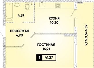 Продаю однокомнатную квартиру, 41.3 м2, Краснодар, микрорайон Достояние