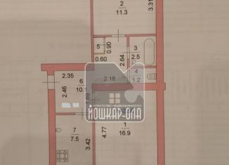 Продам двухкомнатную квартиру, 52 м2, Йошкар-Ола, улица Подольских Курсантов, 6, 3-й микрорайон