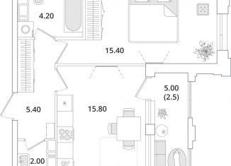 Продается 1-ком. квартира, 45.2 м2, Санкт-Петербург, Планерная улица, 99, муниципальный округ Юнтолово