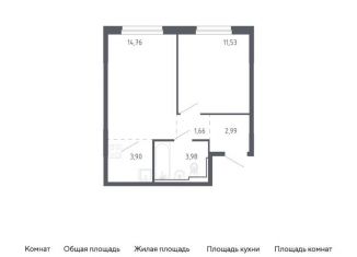 Продается 1-ком. квартира, 38.8 м2, Тюмень, жилой комплекс Чаркова 72, 1.3