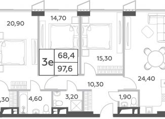 Продаю 4-ком. квартиру, 97.6 м2, Москва, район Раменки, проспект Генерала Дорохова, вл1к1