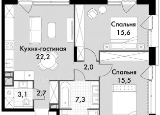 Продается 2-ком. квартира, 68.4 м2, Москва, метро Свиблово, Снежная улица, вл22к3