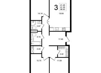 Продам 3-комнатную квартиру, 96.9 м2, Московская область