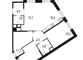 Продажа 4-комнатной квартиры, 92.5 м2, Одинцово, жилой комплекс Союзный, к2