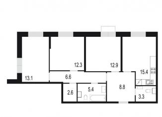 Продажа трехкомнатной квартиры, 80.4 м2, Одинцово, жилой комплекс Союзный, к2, ЖК Союзный