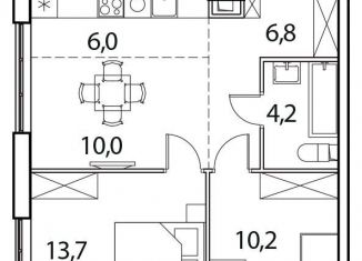 Продажа 2-ком. квартиры, 50.9 м2, деревня Рузино