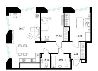 Продам 2-комнатную квартиру, 74.4 м2, Рязань, 1-й Осенний переулок