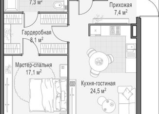 Продажа однокомнатной квартиры, 69.6 м2, Москва, метро Улица 1905 года