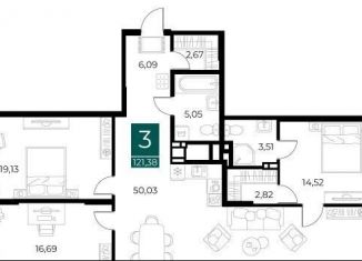 Продажа трехкомнатной квартиры, 121.4 м2, Рязань