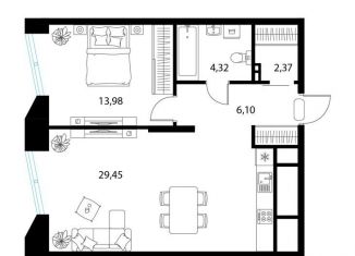 Продаю 1-комнатную квартиру, 56.2 м2, Рязань, Железнодорожный район, 1-й Осенний переулок